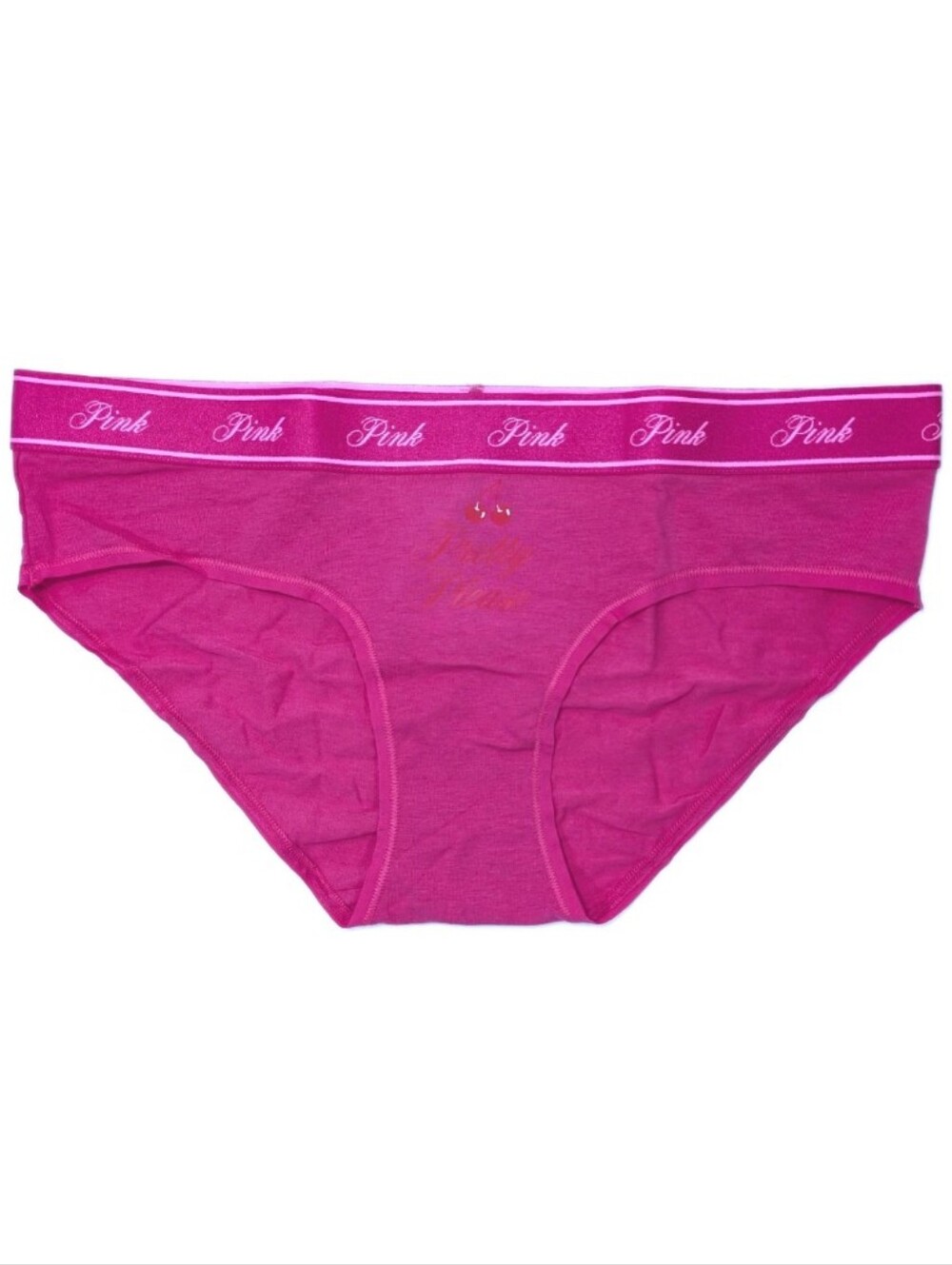 Victoria's Secret Pink Logo Cotton Hiphugger Medium VS Women Panty cherry 7jgn - Picture 2 of 8